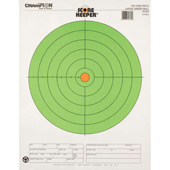 Targets Champion Traps&Targets Paper CHAMP 45795      100YD LG GRN BULLEYE 12PK